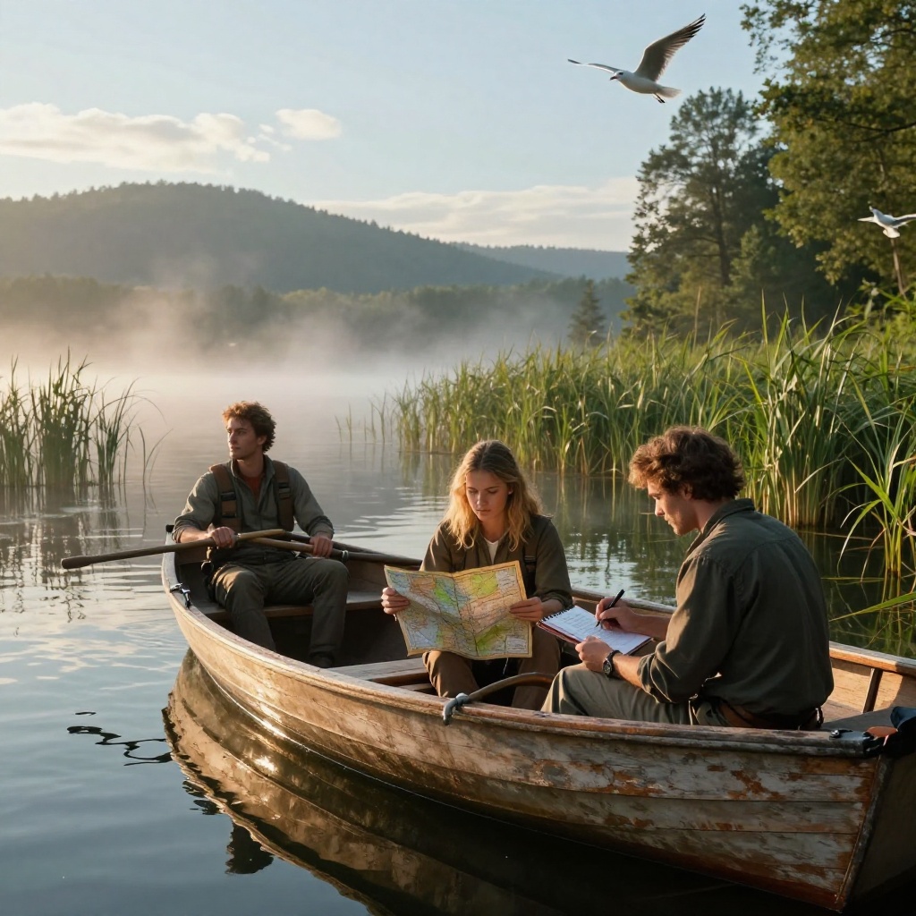 Die Seenlandschaft glitzerte im Morgenlicht,