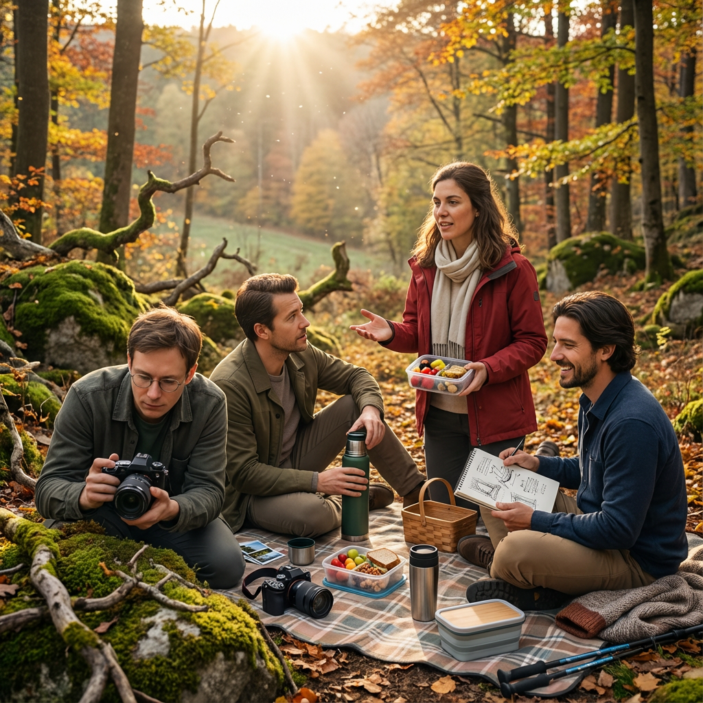 Lukas schlägt vor, gemeinsam in den Wald zu fahren,