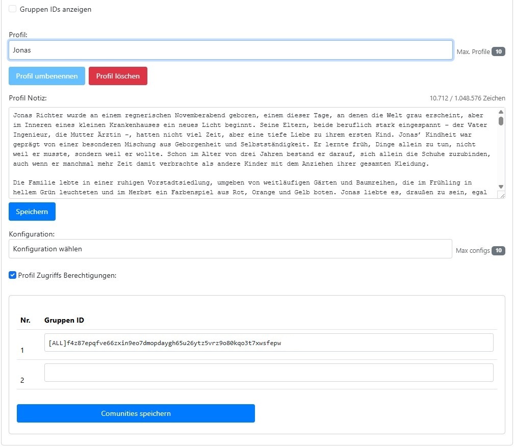 Profile Konfigurieren und Zugriffsberechtigungen vergeben